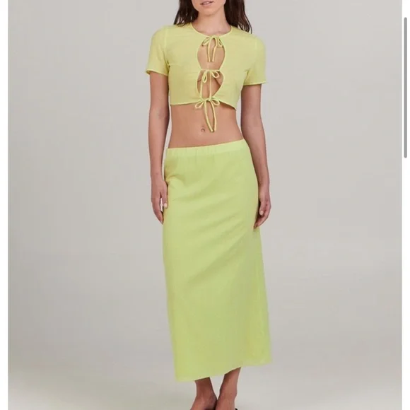 Neon zephyr Tie-Front Crop Top Charlie Sunday Nwt revolve summer boho y2k bow - Picture 5 of 5
